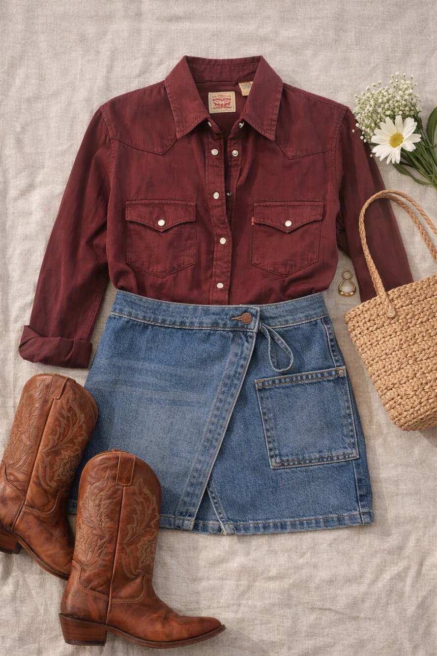 Levi's Women's Ultimate Western Denim Pearl Snap Shirt in Windsor Wine